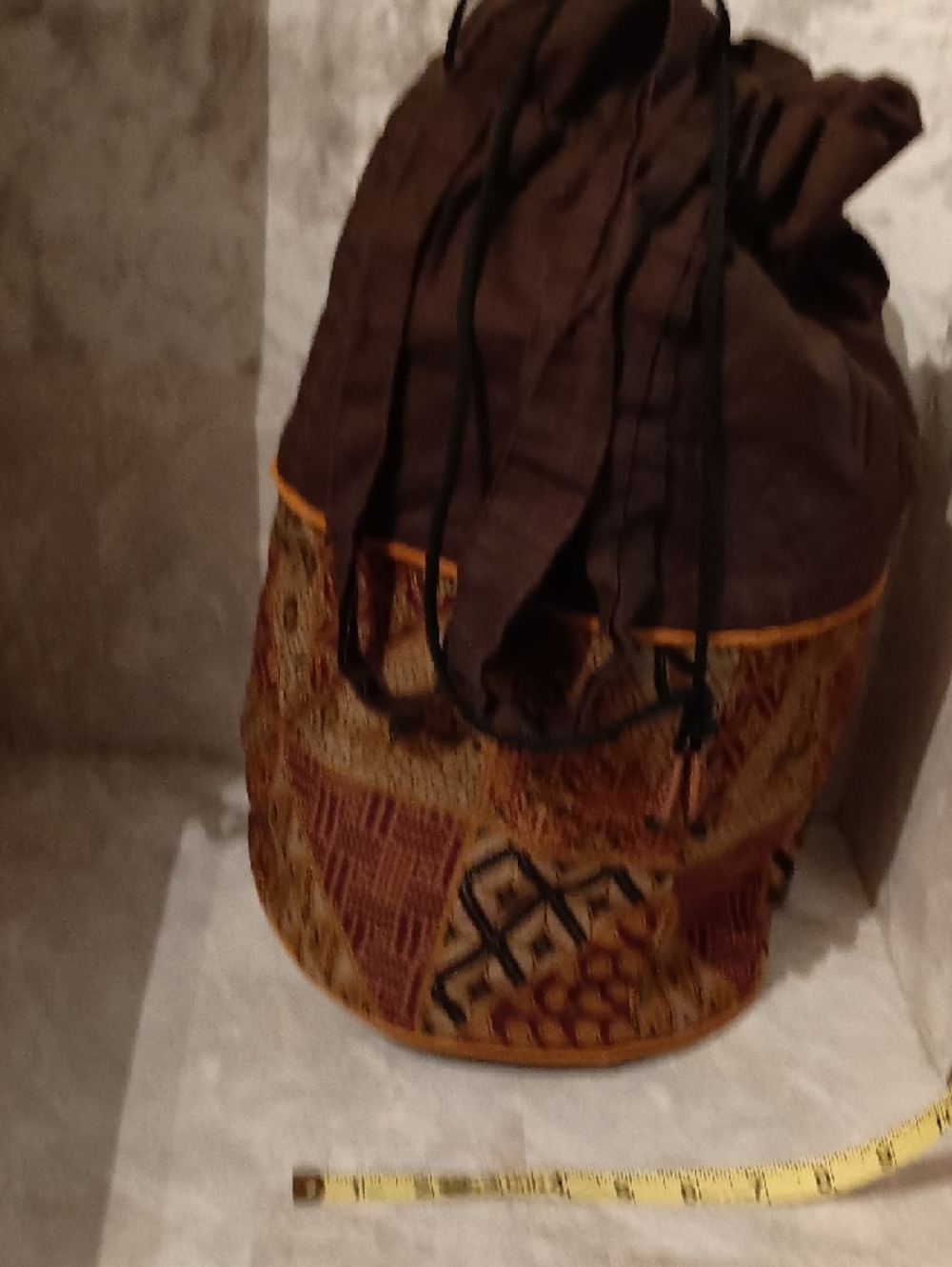 Brown Drawstring Bucket Bag - Picture 5 of 5